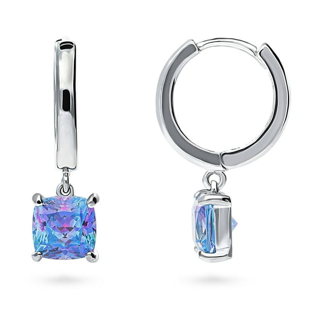 0.5IN Long Sterling Silver Rhodium-plated Pink & Clear Synthetic CZ Post Earrings 0.5IN Long Sterling Silver Rhodium-plated Pink & Clear Synthetic CZ Post Earrings